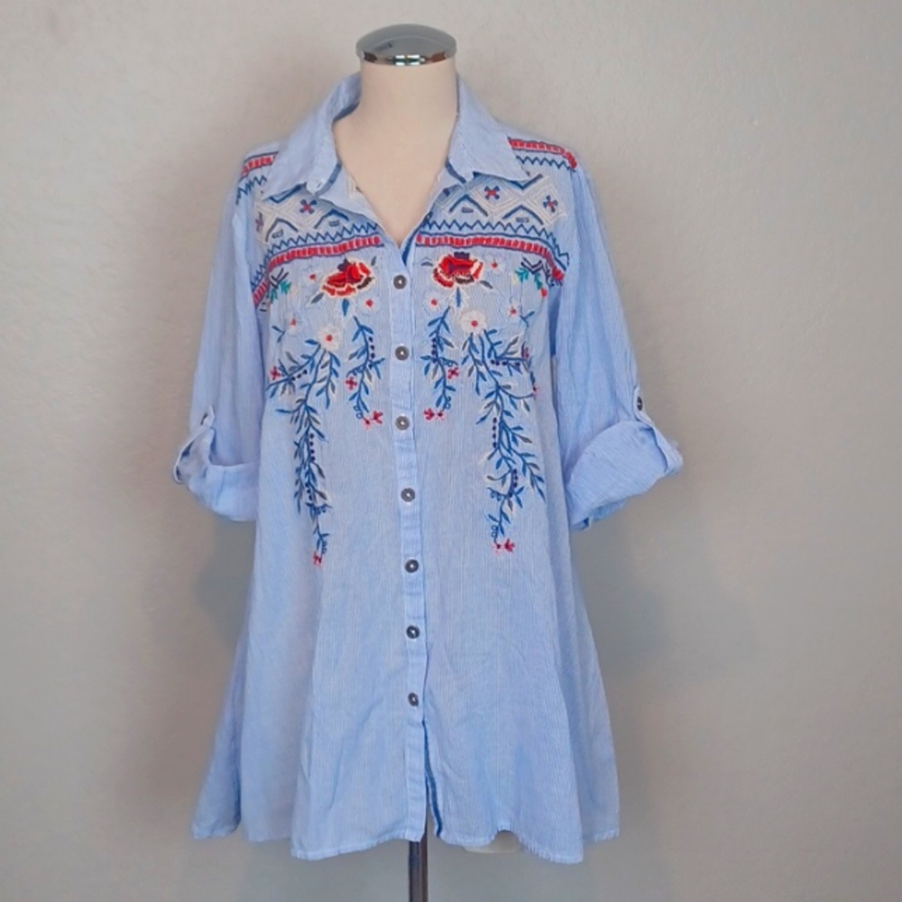 Coldwater Creek Embroidered Blouse Size PM